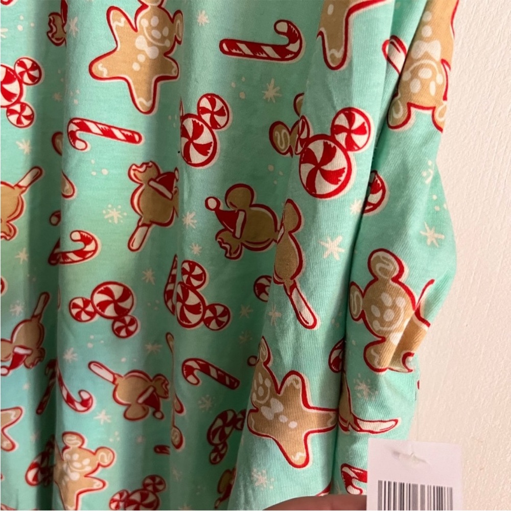 Disney Gingerbread Candy Cane Mickey Mouse Adult Pajamas Womens xl Christmas pjs - Picture 7 of 13